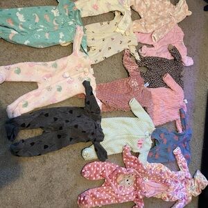 Mixed Girls' Plush Footie Onesies — Pink & Mint Assorted